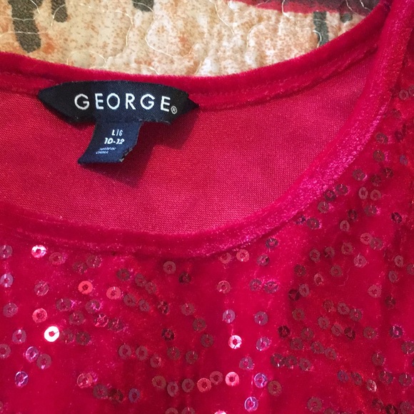 George Red Velvet Girls Dress - Picture 3 of 3